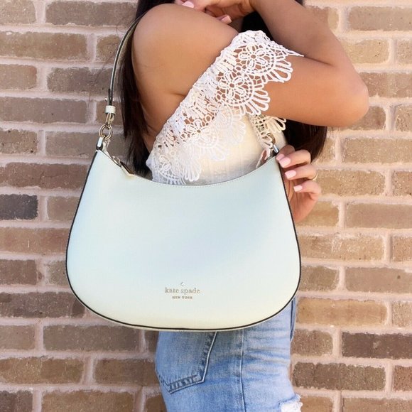 kate spade Handbags - Kate Spade Staci Saffiano Leather Shoulder Crossbody Handbag Purse Crystal Blue